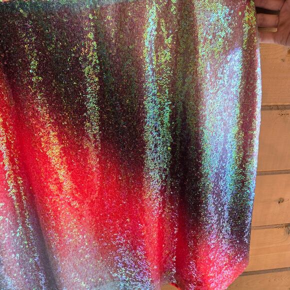 Kai Collective Cherry Glaze Ombre Sequin Skirt 3XL Mini Skirt Shimmer Metallic - Picture 3 of 6